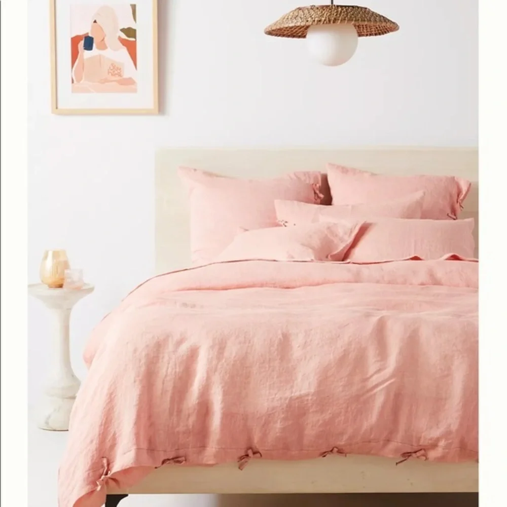 😁Anthropologie-Harmony Hemp Queen Duvet Cover